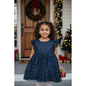 POPATU Girls Baby Navy Blue Tulle Dress 12M